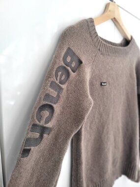 Bench Crew Neck Wool/Angora Blend Sweater Light Chocolate Brown Size S